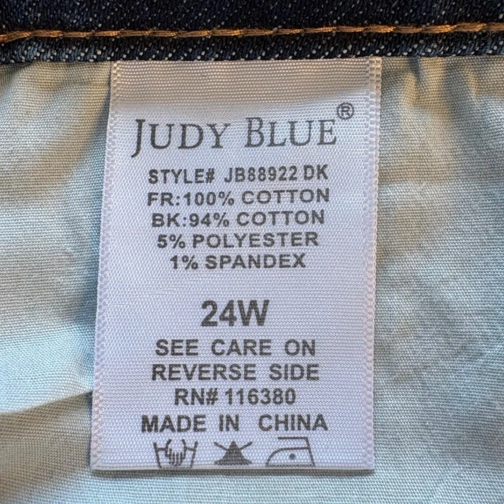 Judy Blue Jeans 24W‎ True Form Rigid Magic Wide Cuff Straight Dark Wash Stretch